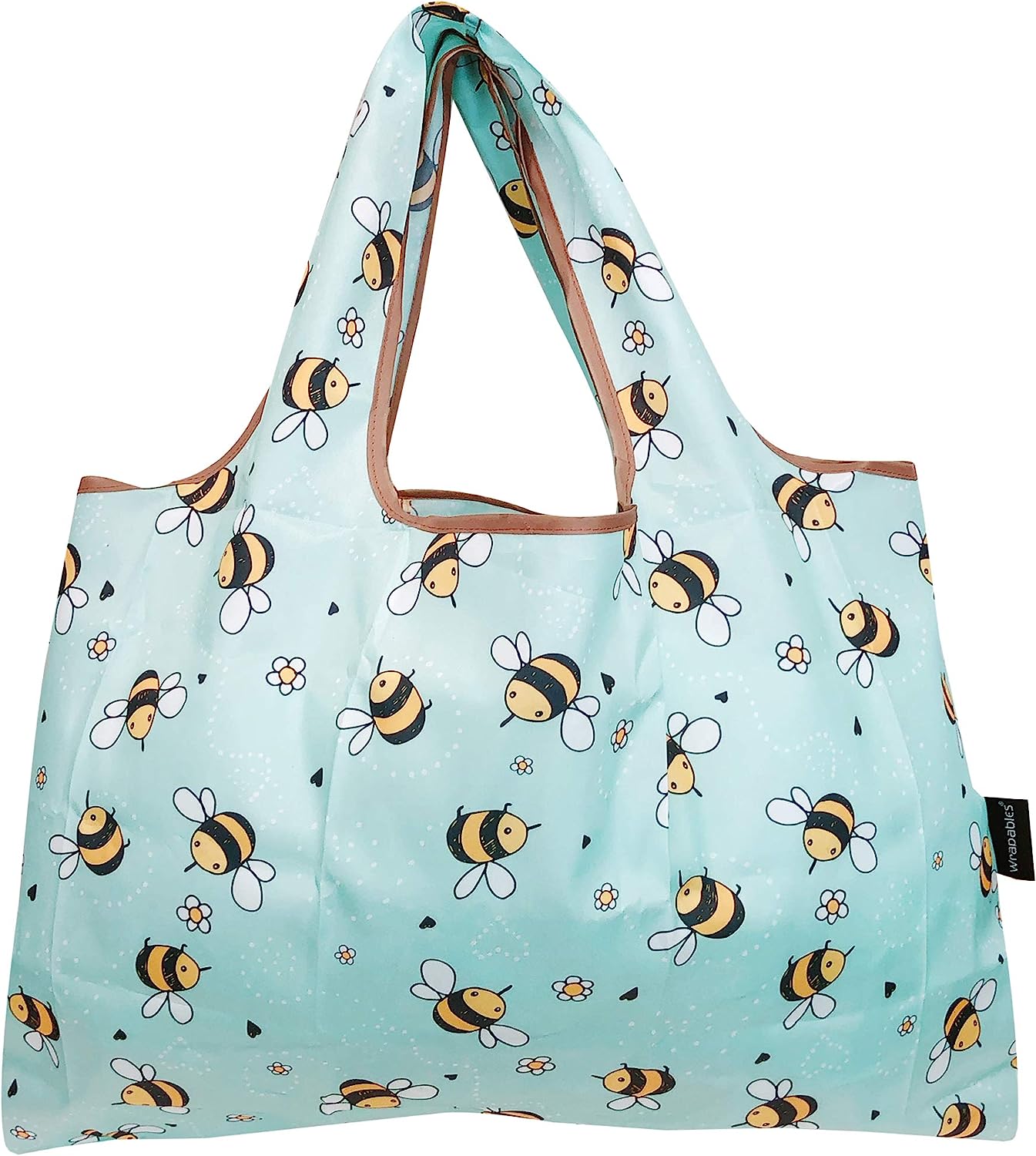 Wrapables Large Foldable Tote Nylon Reusable Grocery Bag, 3 Pack