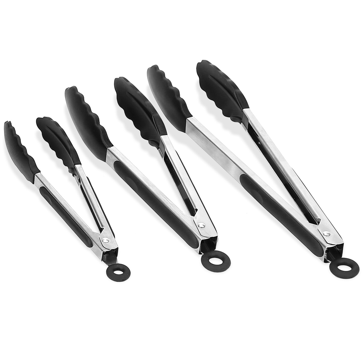 Eggracks 3Pcs Kitchen Tongs Stainless Steel Locking Food Tongs with Silicon Tips