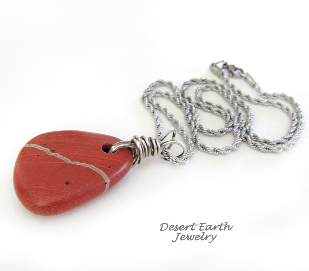 Jasper Pendant Necklace with Sterling offers Silver 20 inch Chain