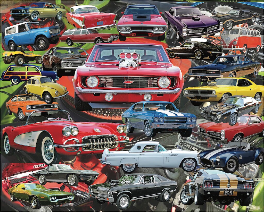 Hart 24&#x22;x30&#x22; 1000 pc Premium Jigsaw Puzzle - Boomers&#x27; Favorite Cars 