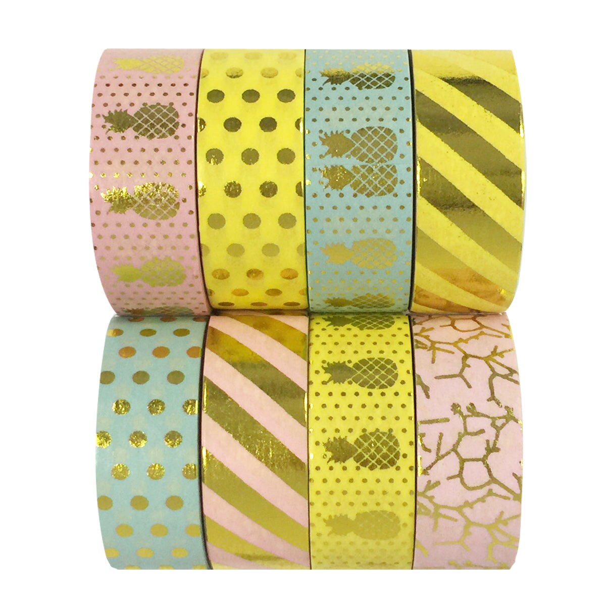 Wrapables Metallic Foil Washi Masking Tape Collection (Set of 8), 08WPSET08