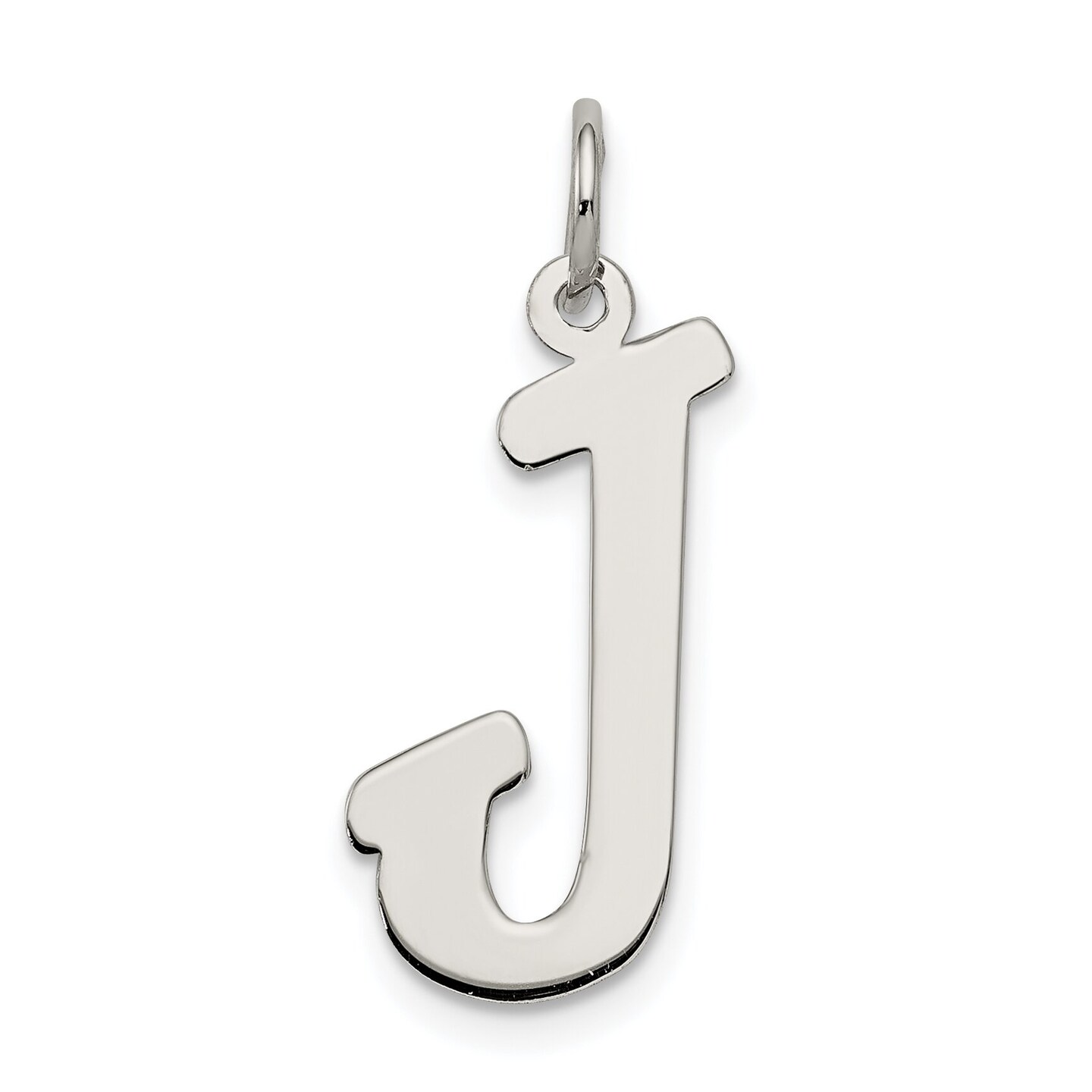 Sterling Silver Large Script Initial Letter J Charm Jewerly 21mm x 11mm