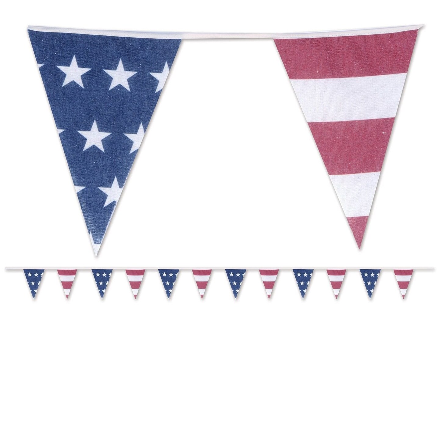 Americana Patriotic Fabric Pennant Banner, 9.5&#x22; x 12&#x27;, Red/White/Blue