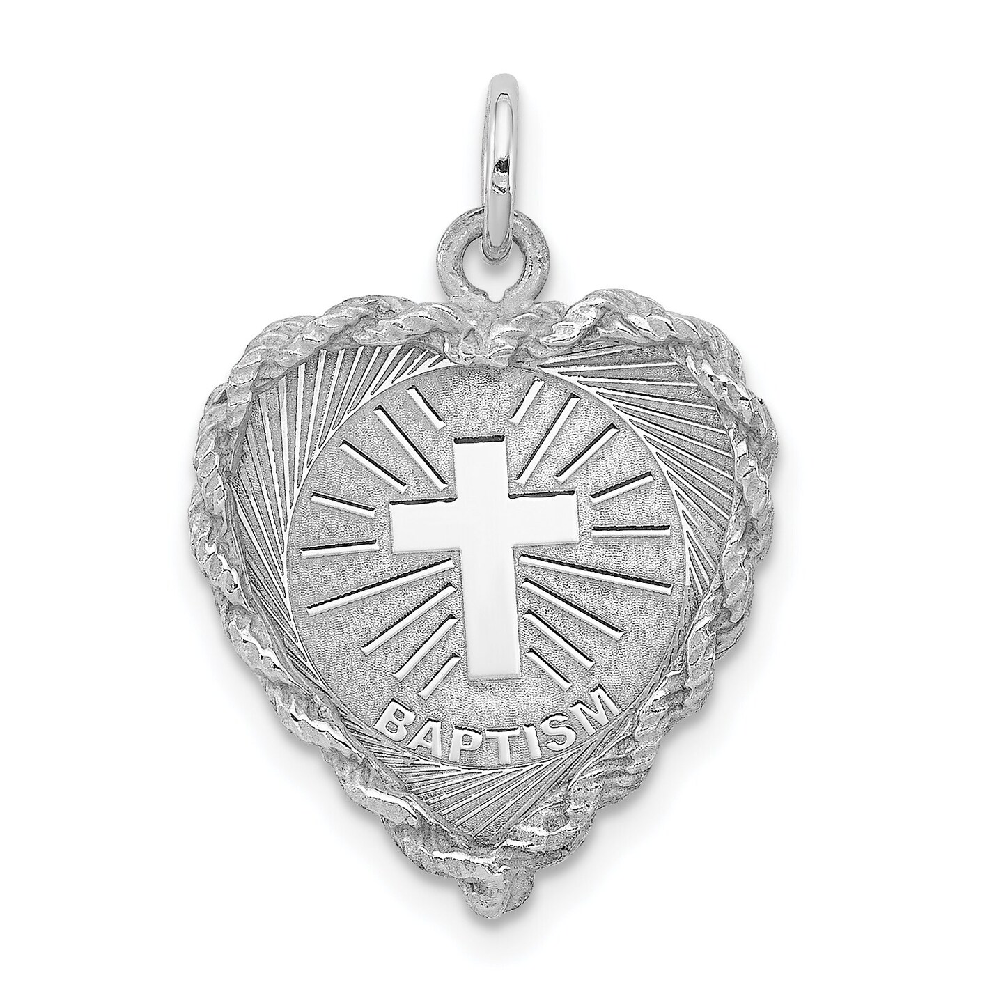 Sterling Silver Baptism Charm Jewerly 25mm x 17mm