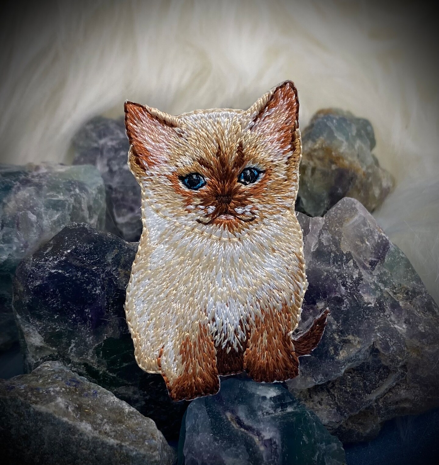 Siamese Cat, Kitten, Realistic Pets, Embroidered, Iron on Patch