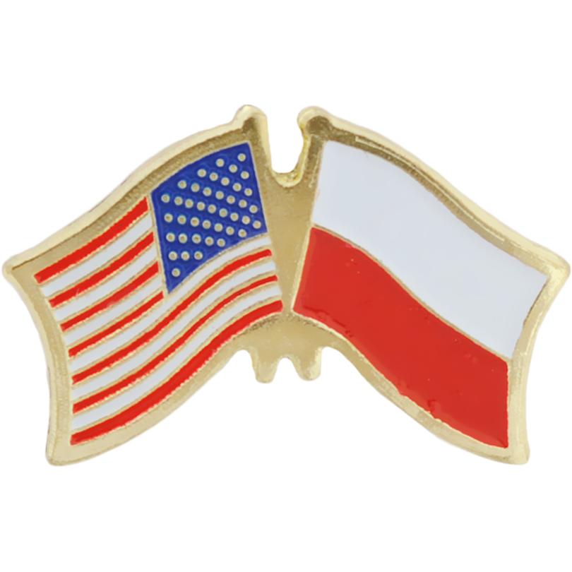 American &#x26; Poland Flags Pin 1&#x22;