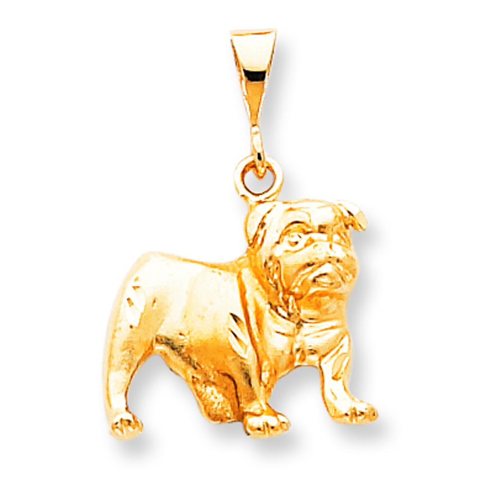 10K Yellow Gold Bulldog Dog Charm Jewelry FindingKing New 25 X 27mm