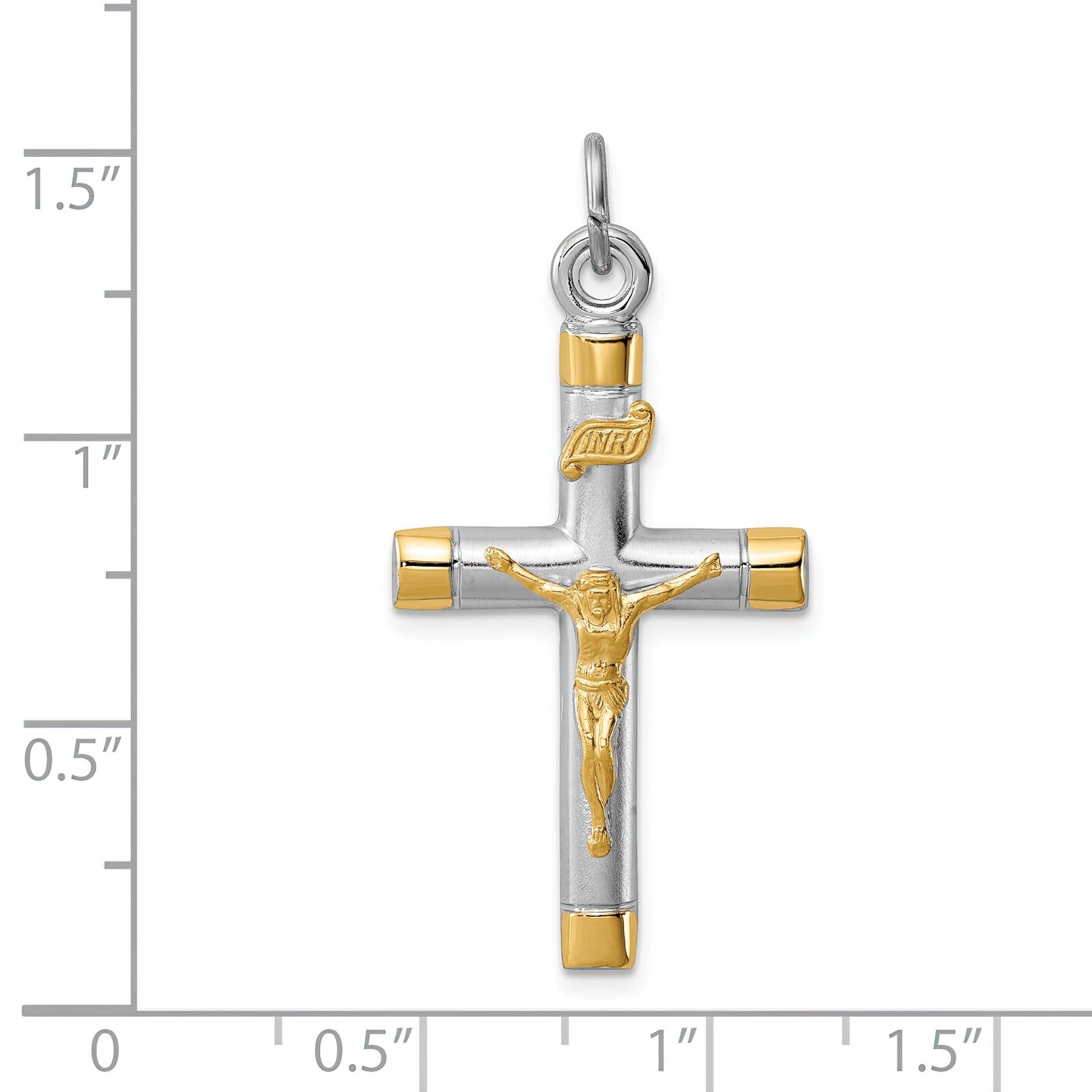 Sterling Silver Gold Plated Crucifix Pendant Jewerly 67.7mm x 34mm