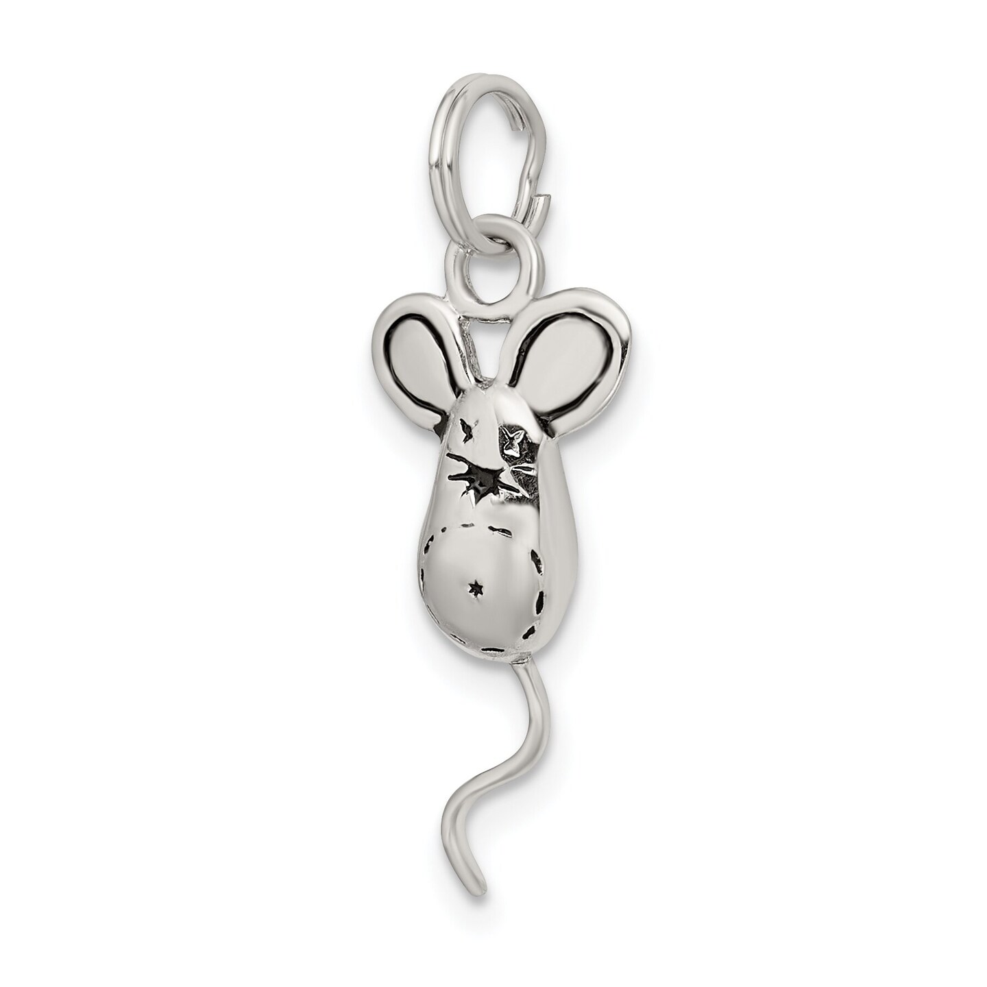 Sterling Silver Mouse Charm Pendant Animal Jewelry 25mm x 11mm