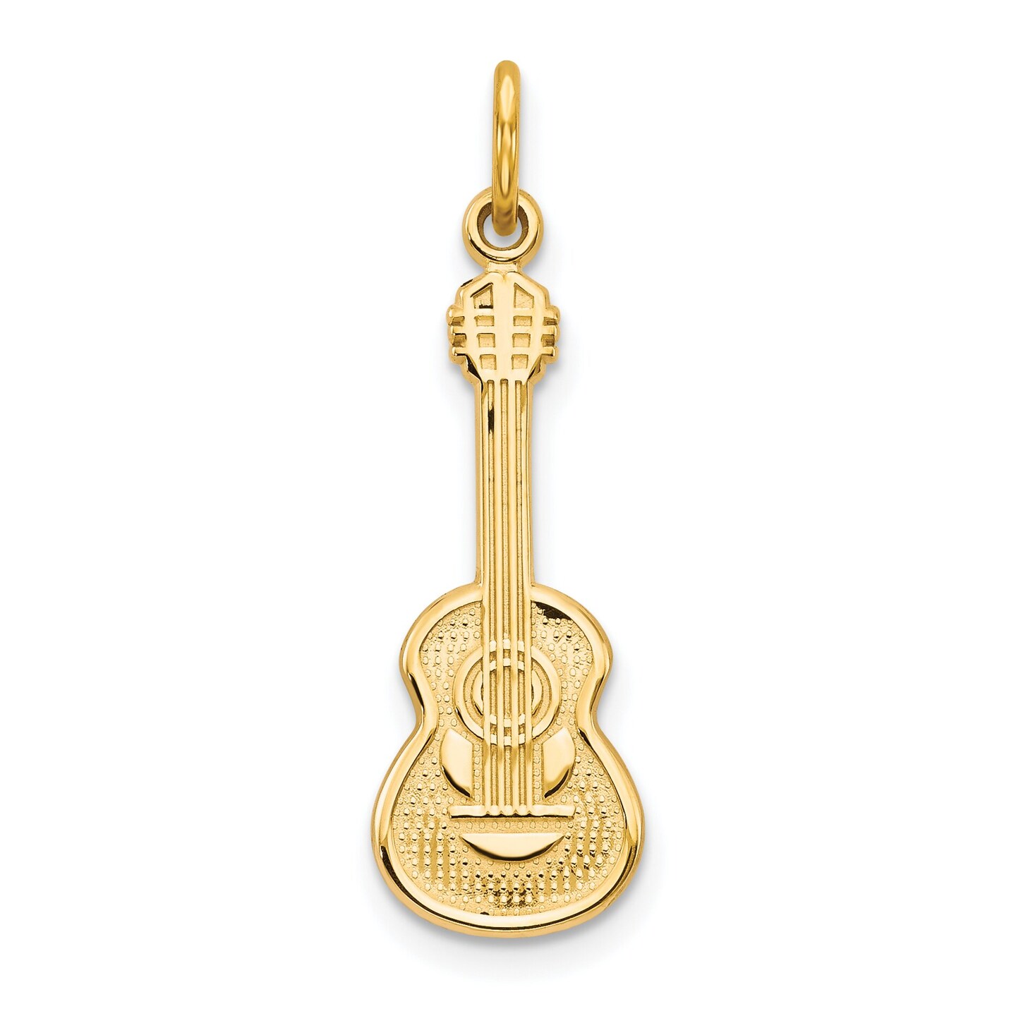 10K Gold Acoustic Guitar Charm Music Pendant Jewelry 28mm x 19mm