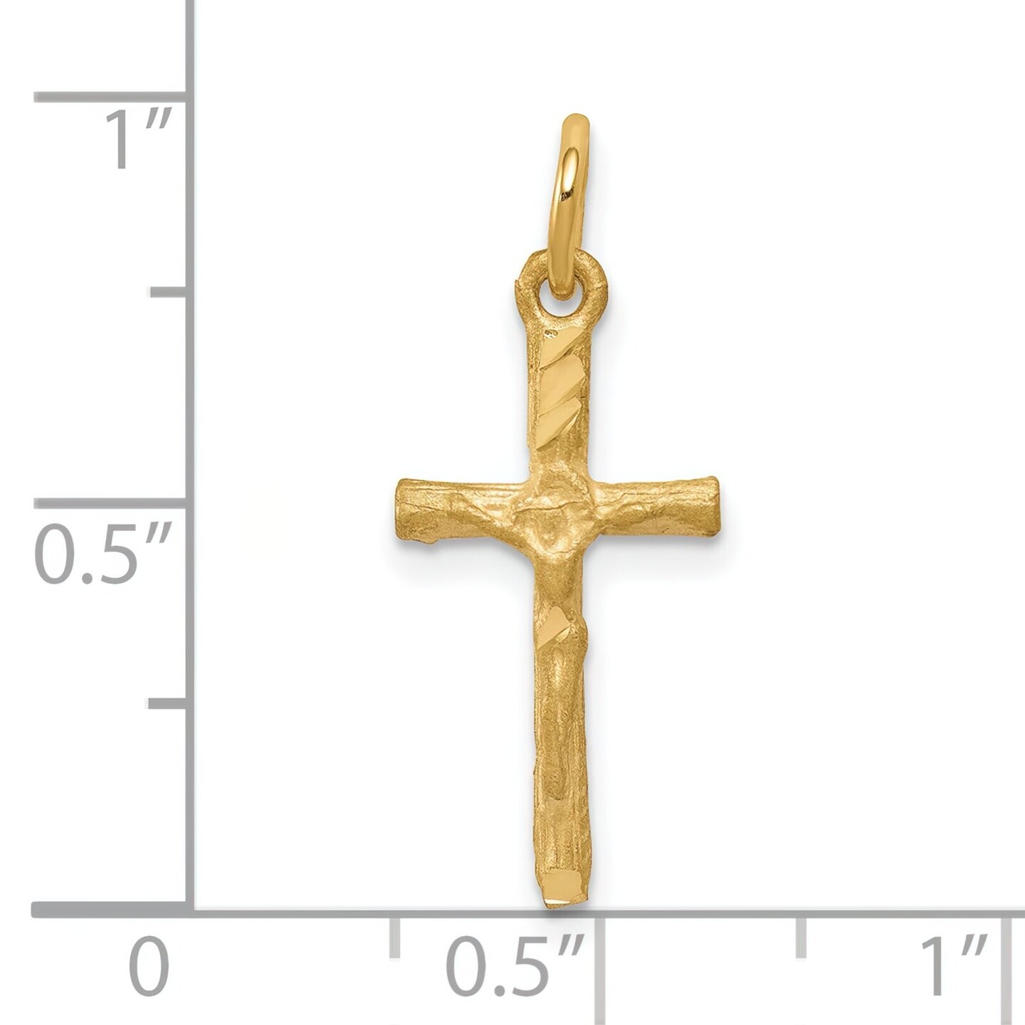 10K Yellow Gold Crucifix Charm Religious Jewelry New 23 X 11mm