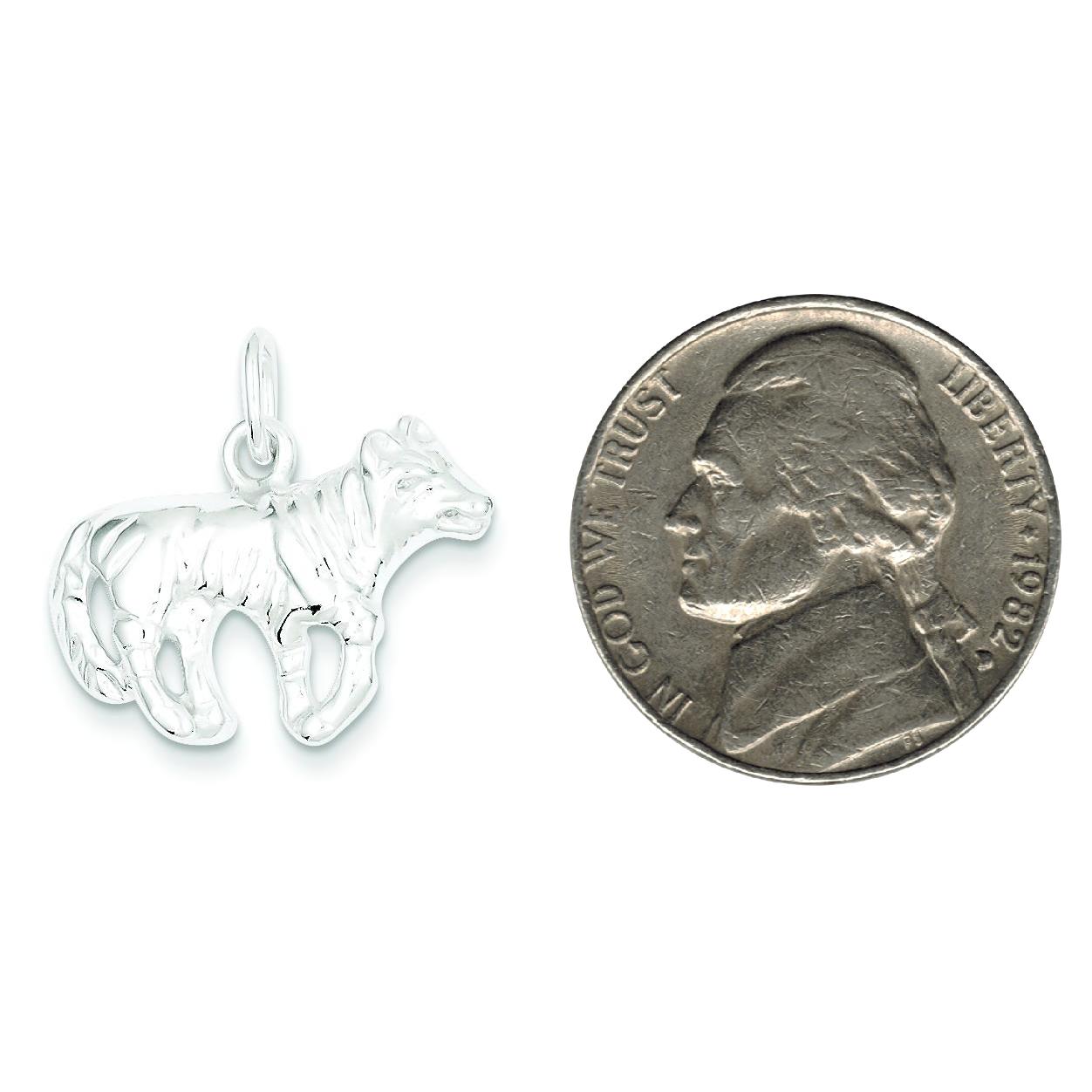 Sterling Silver Wolf Charm Pendant Animal Jewelry 18mm x 23mm