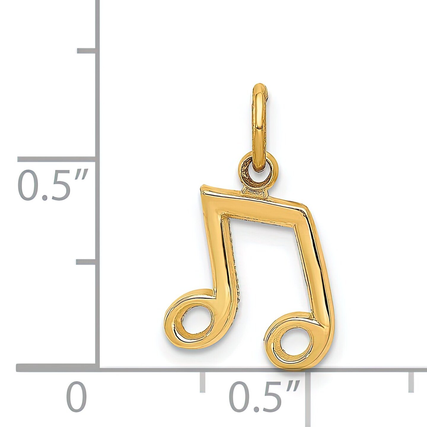 14K Yellow Gold Music Note Charm Musical Pendant Jewerly 16mm x 10mm