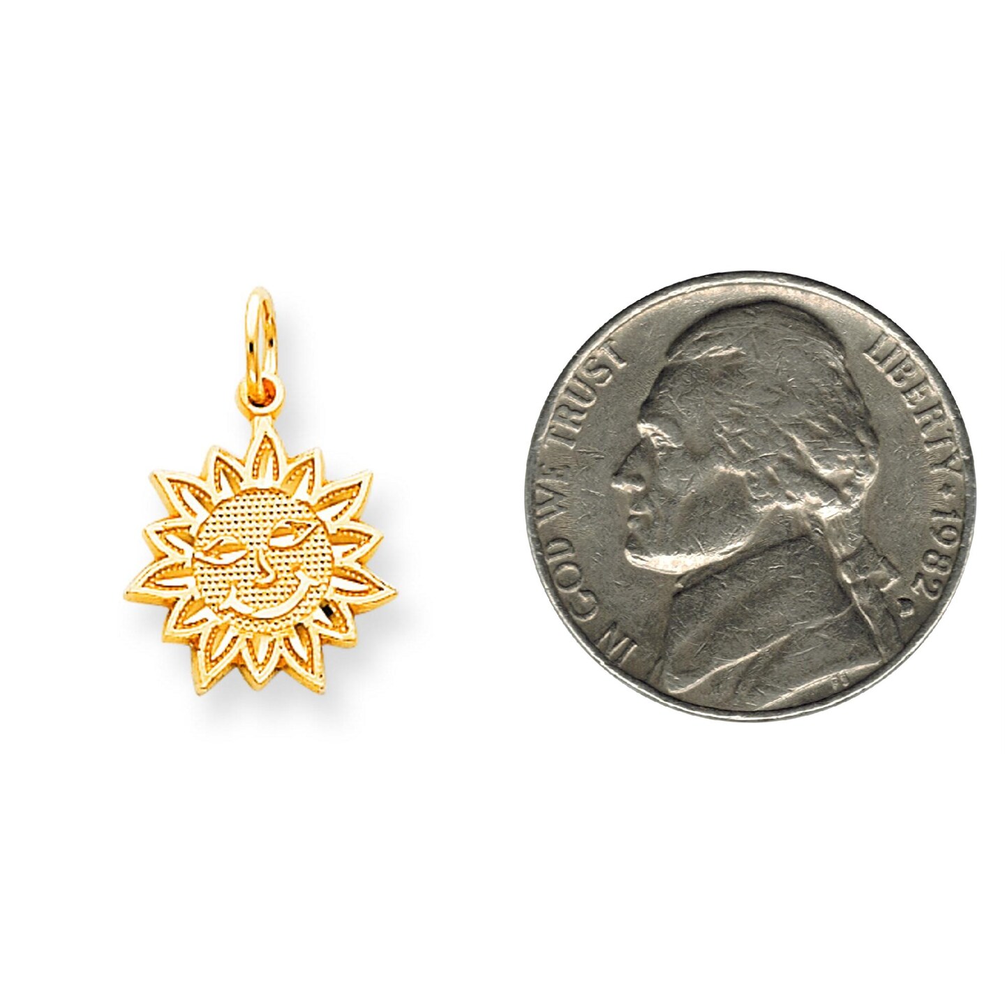 10K Yellow Gold Smiling Sun Charm Jewelry FindingKing 20 X 18mm 