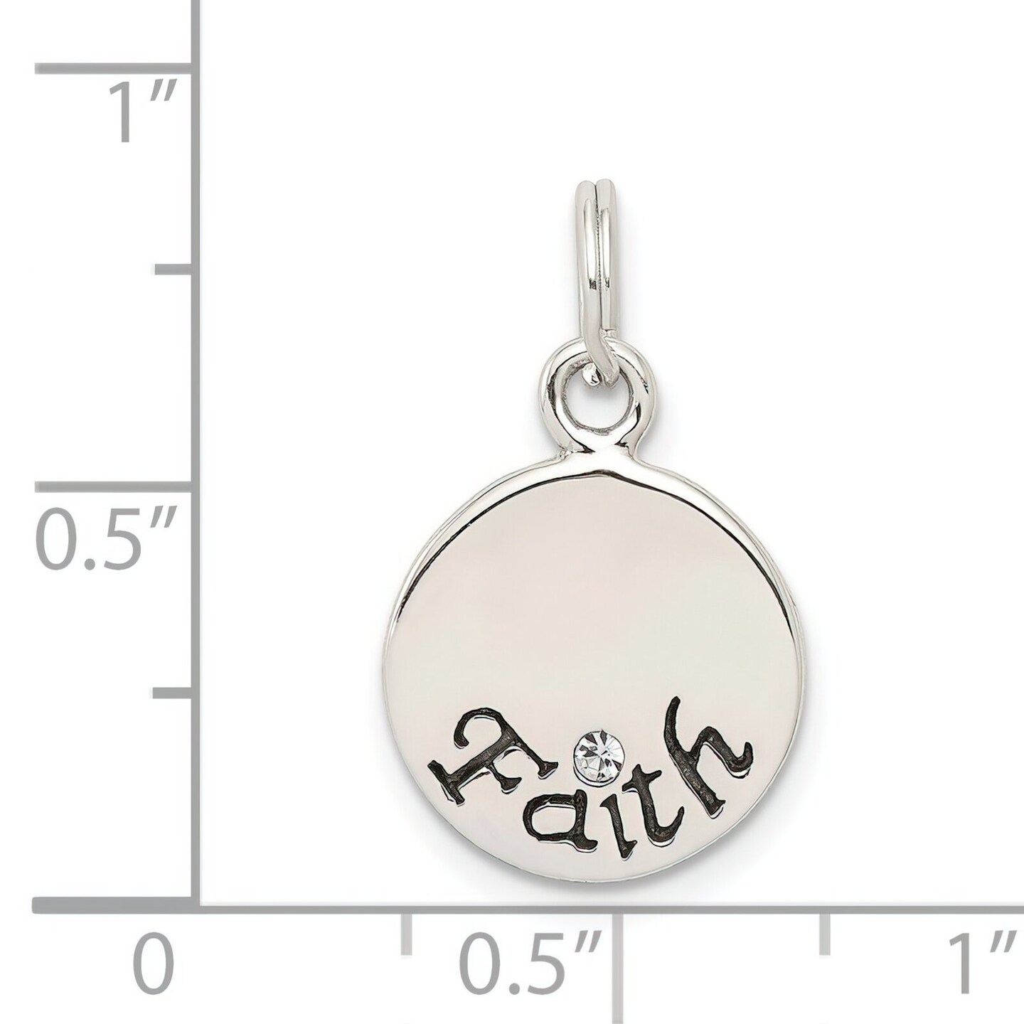 Sterling Silver  Crystal Faith Charm Jewerly 17mm x 13mm