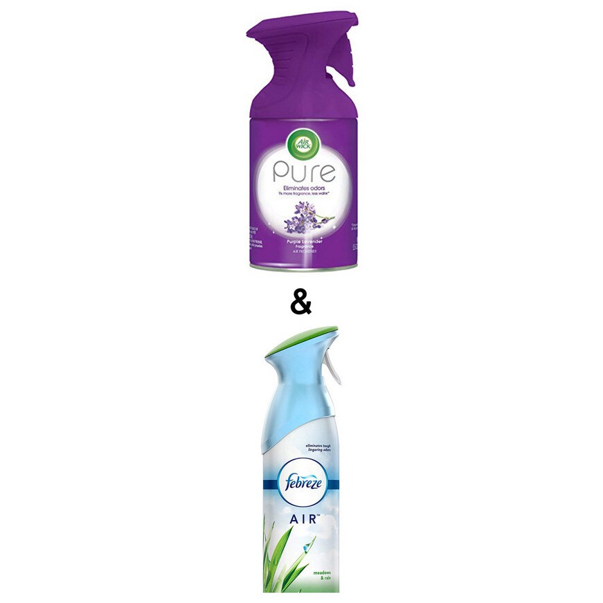 Febreze Air Freshener Meadows and Rain 250g By   and Pure Air Freshener, Purple Lavender 5.50 oz by Air Wick