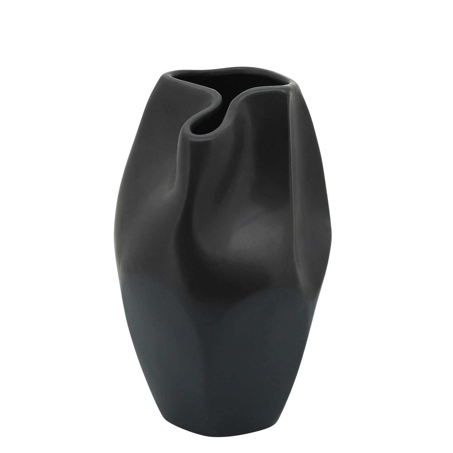 Kingston Living Solid Abstract Ceramic Vase - 10&#x22; - Black