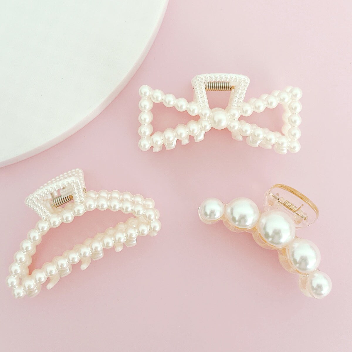 Wrapables Large Pearl Hair Claws Pearl Hair Clips Nonslip Jaw Clips Hair Styling (set of 3)