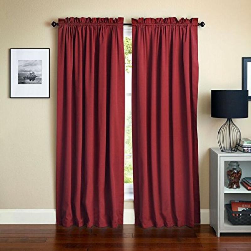 Blazing Needles 84-inch by 52-inch Twill Curtain Panels (Set of 2) - Ruby Red