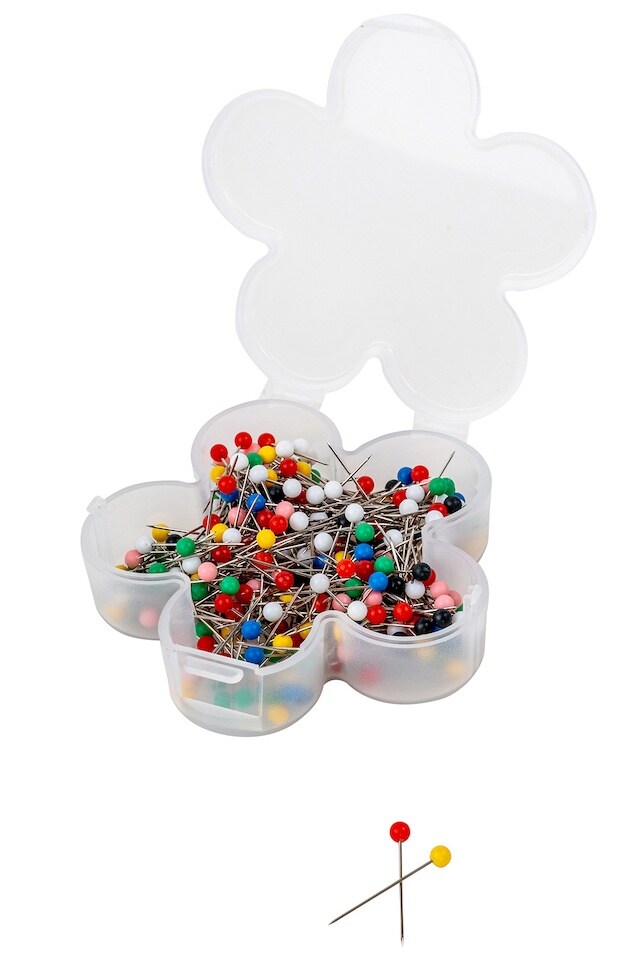 SINGER QuiltPro Ball Head Straight Pins In Flower Case-Size 17 300/Pkg