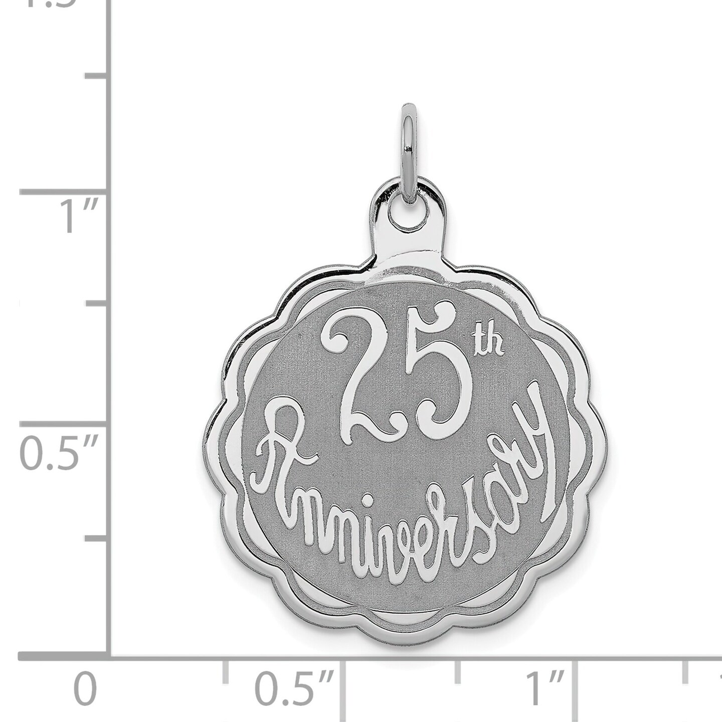 Sterling Silver 25th Anniversary Disc Charm Jewelry 30mm x 23mm