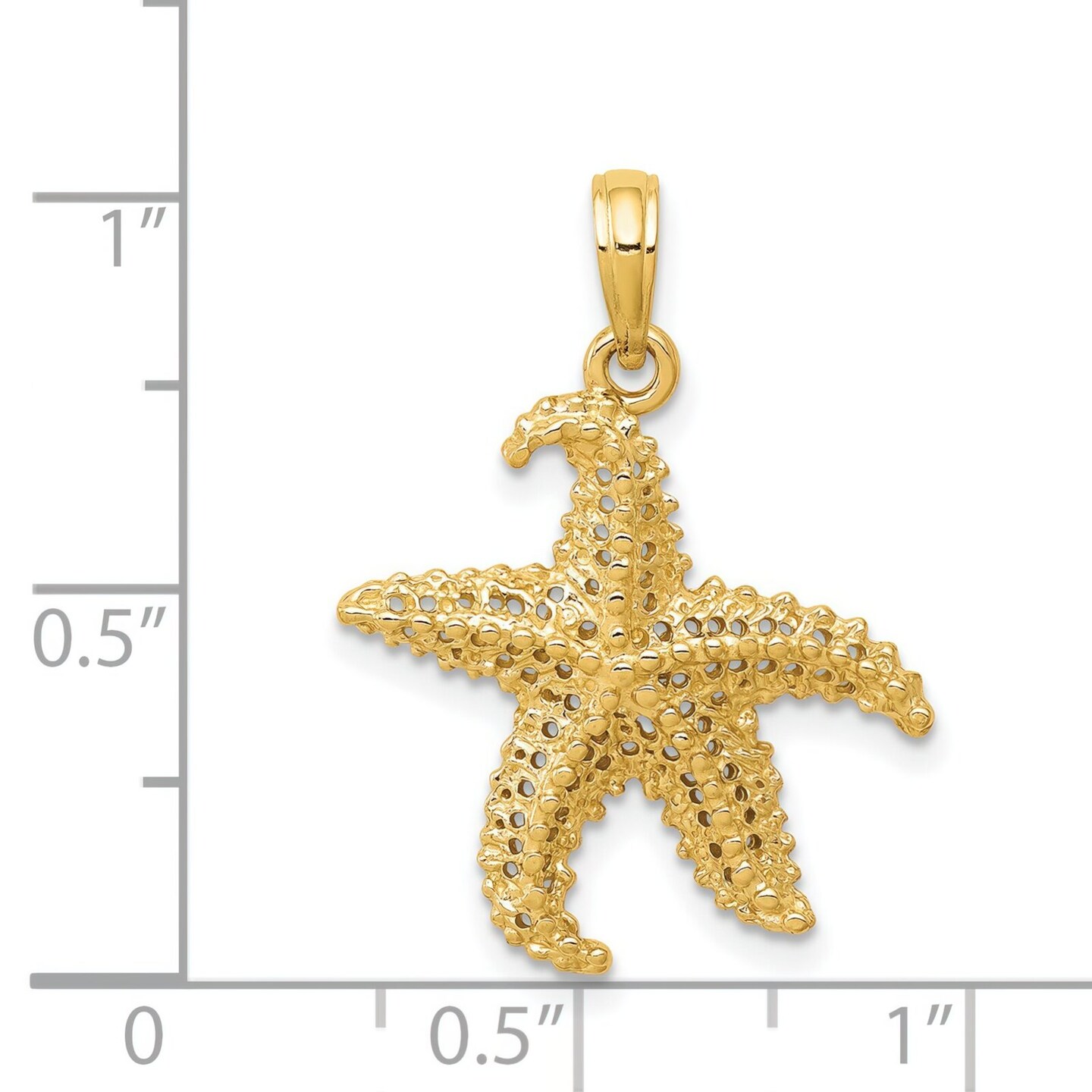 14K Yellow Gold Starfish Charm Ocean Jewelry Pendant 24mm x 20mm