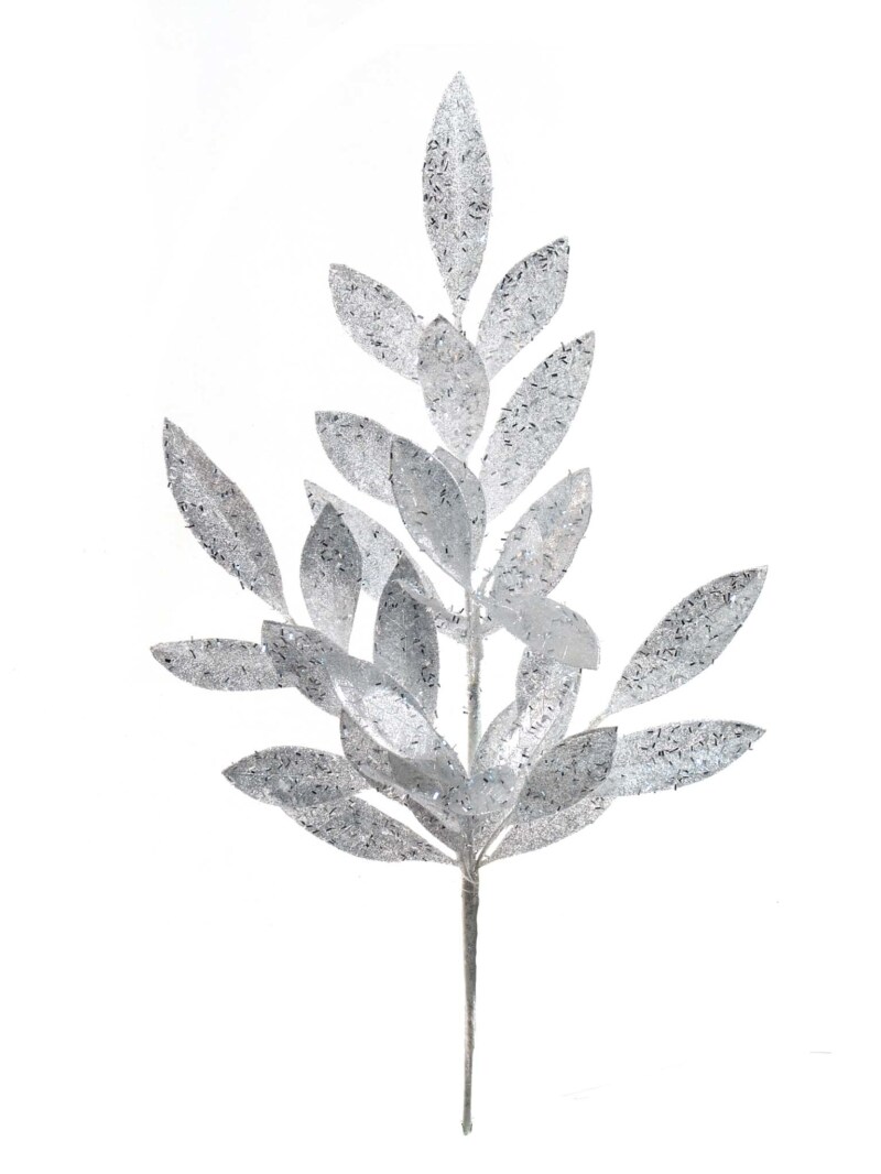 21" Silver GLITTER BAY LEAF SPRAY36 Pieces Michaels