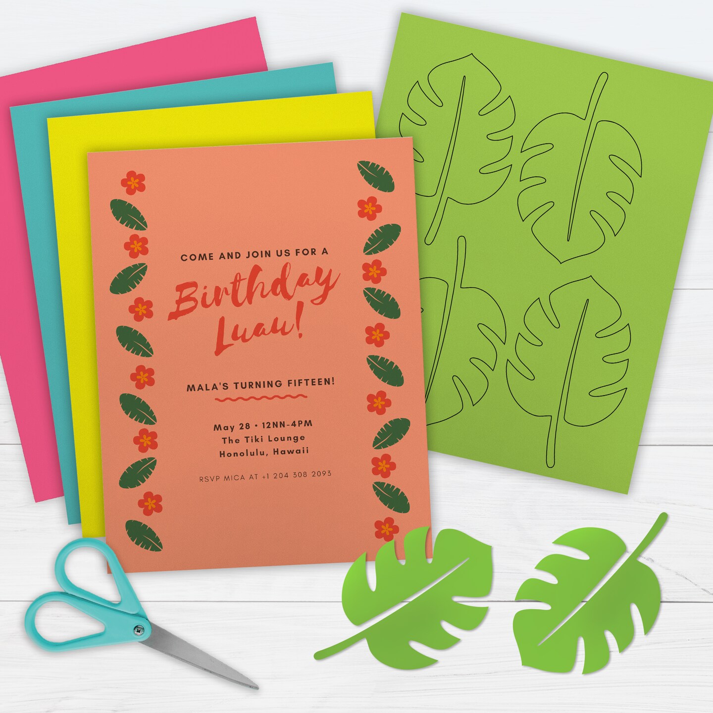 Printworks Tropical Paper, Includes Cherry, Coral, Green, Yellow and Teal Paper, 8 &#xBD;&#x201D; x 11&#x201D;, 300 Sheets (00587)