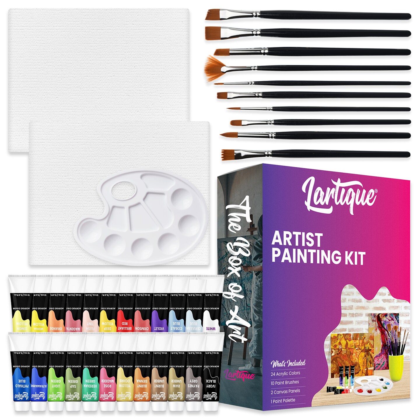 Lartique Acrylic Paint Set for Kids, Complete Kids Paint Set with