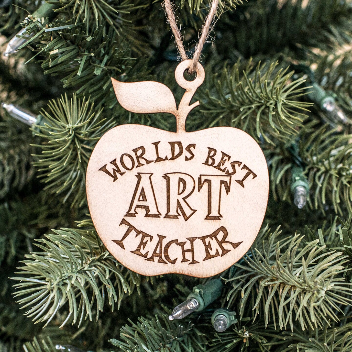 Ornament - World's Best Art Teacher - Raw Wood 3x3in Ornament - World's Best Art Teacher - Raw Wood 3x3in