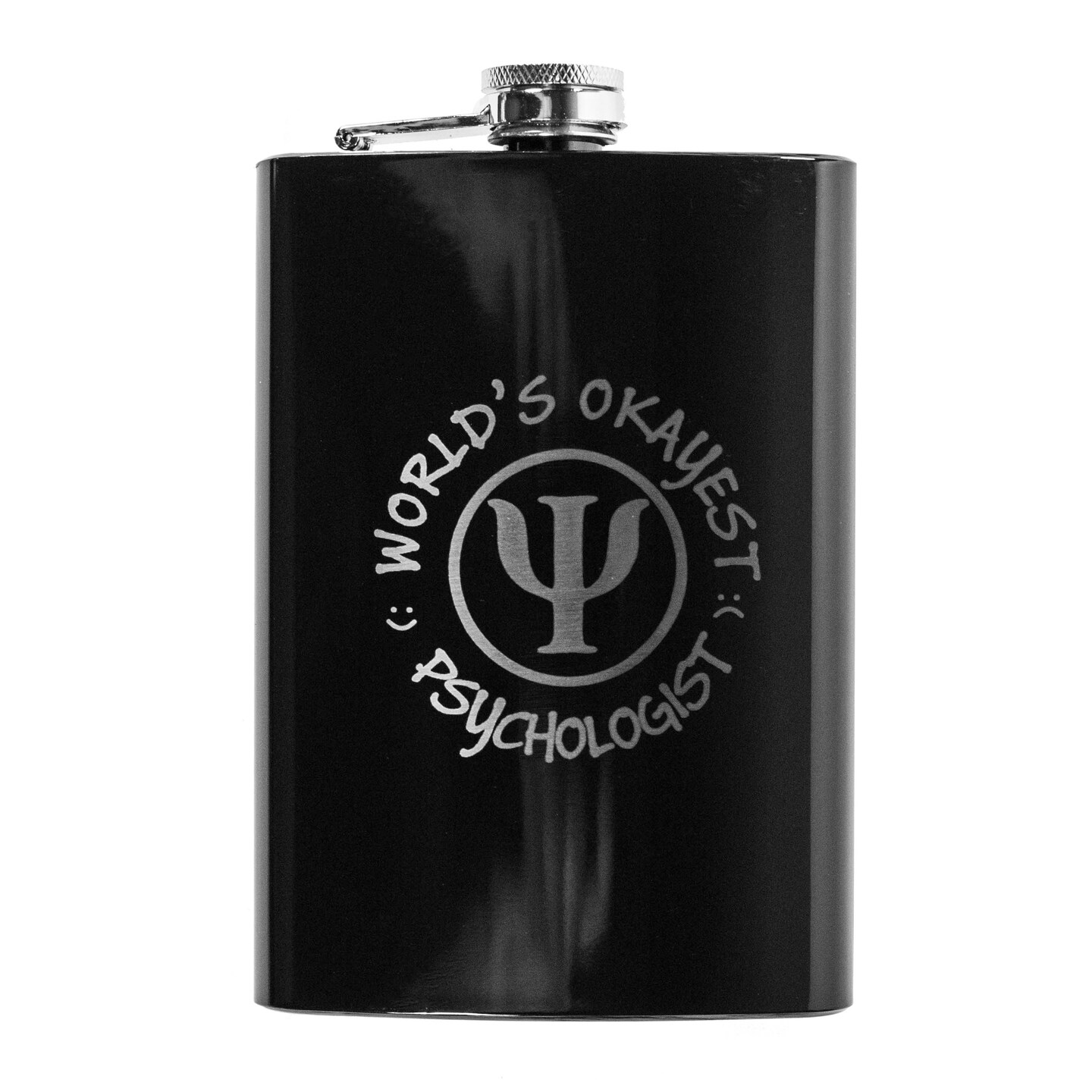 8oz BLACK World's Okayest Psychologist Flask 8oz BLACK World's Okayest Psychologist Flask