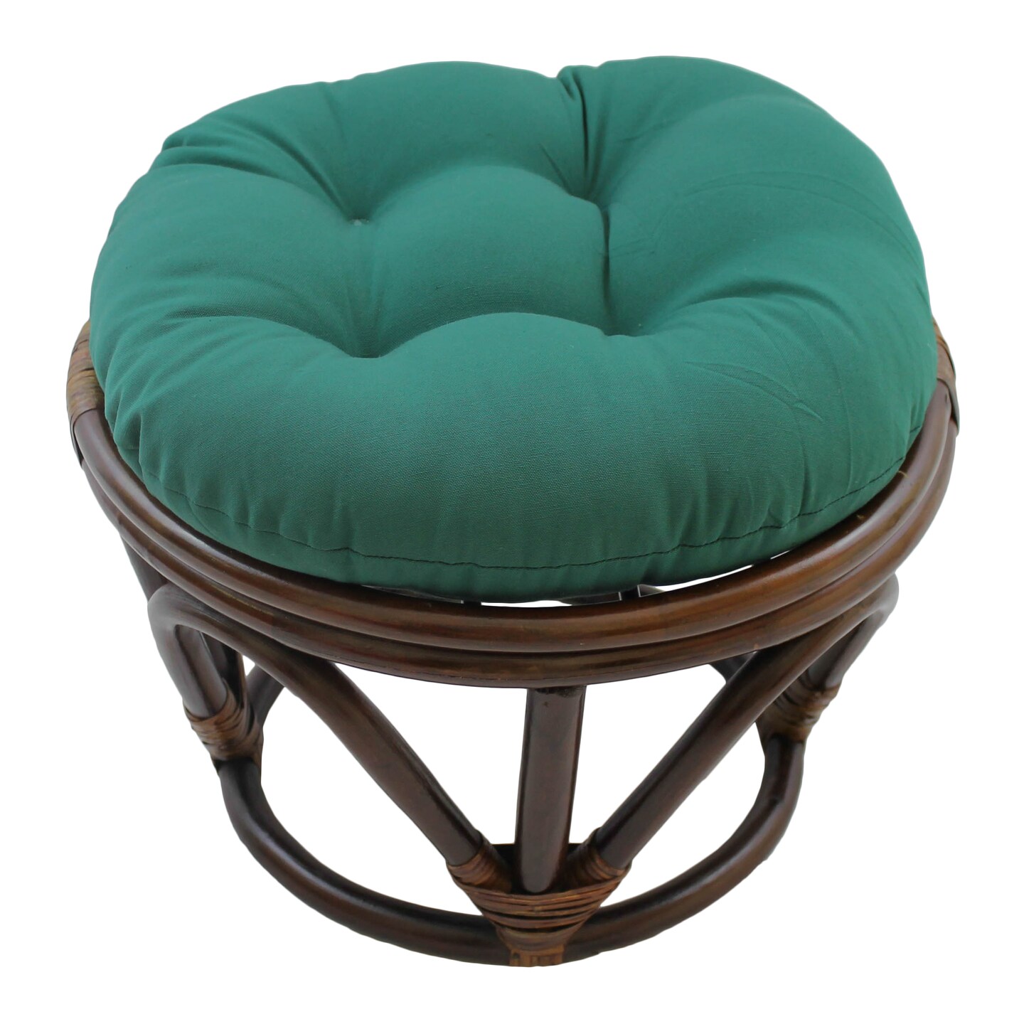 18-inch Round Solid Twill Tufted Footstool Cushion - Forest Green