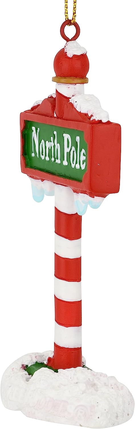 Tree Buddees The North Pole Sign Covered in Snow Christmas Tree Ornaments