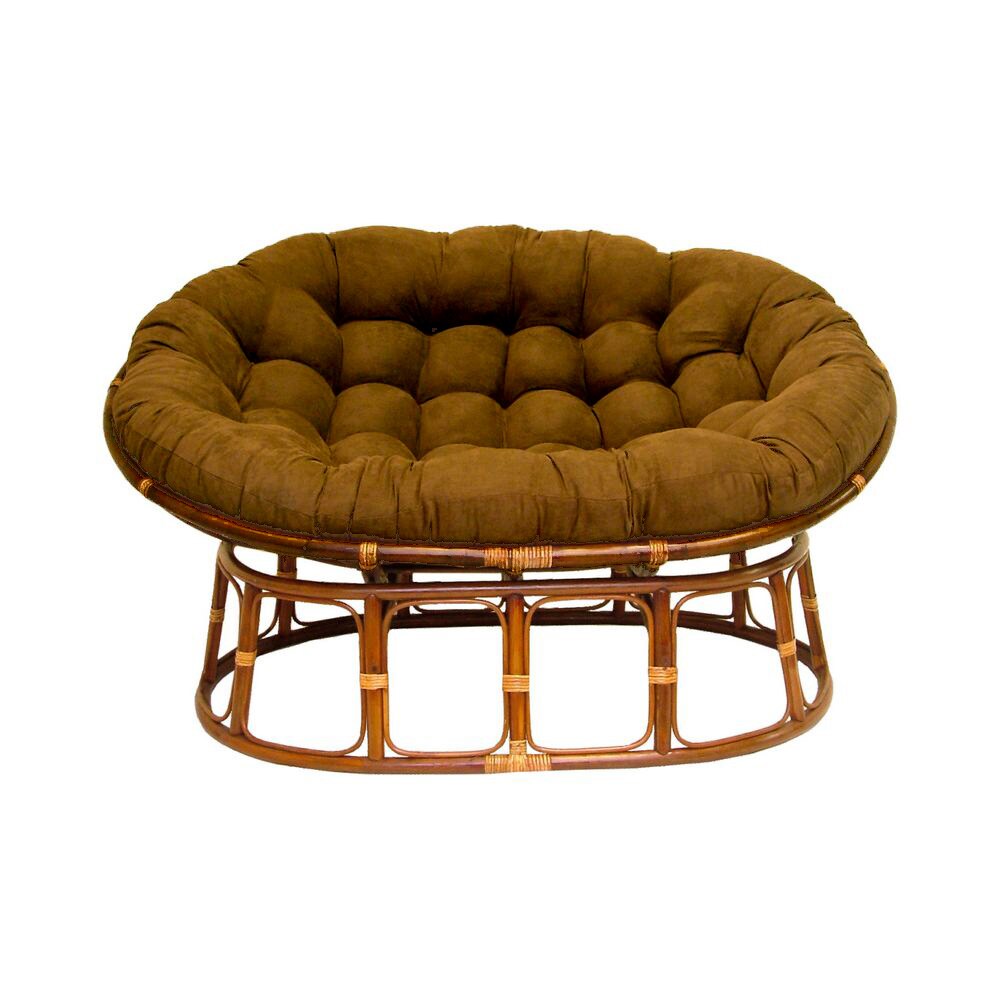 65-inch by 48-inch Solid Micro Suede Double Papasan Cushion - Chocolate