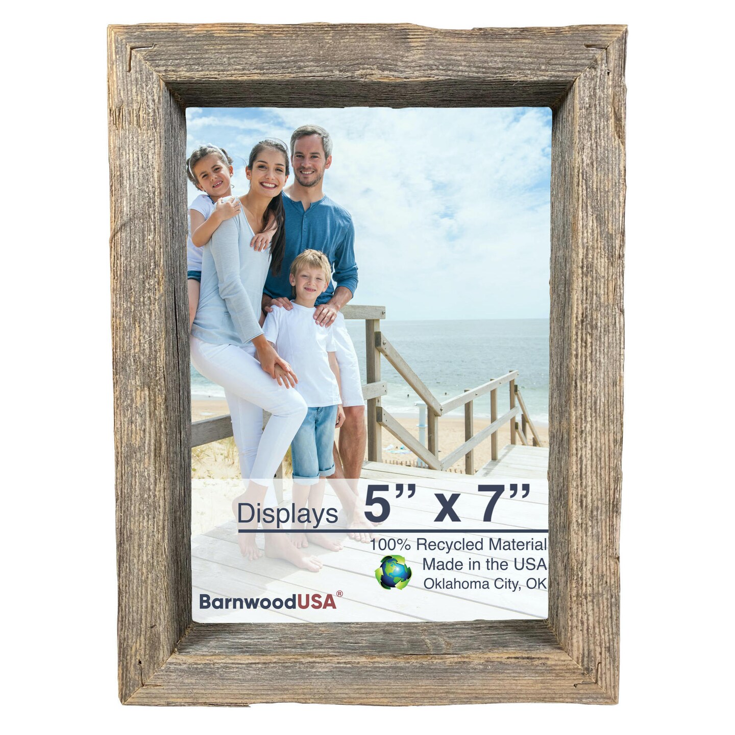 Rustic Farmhouse Signature Series Reclaimed Solid Wood Deep Inset Picture Frame