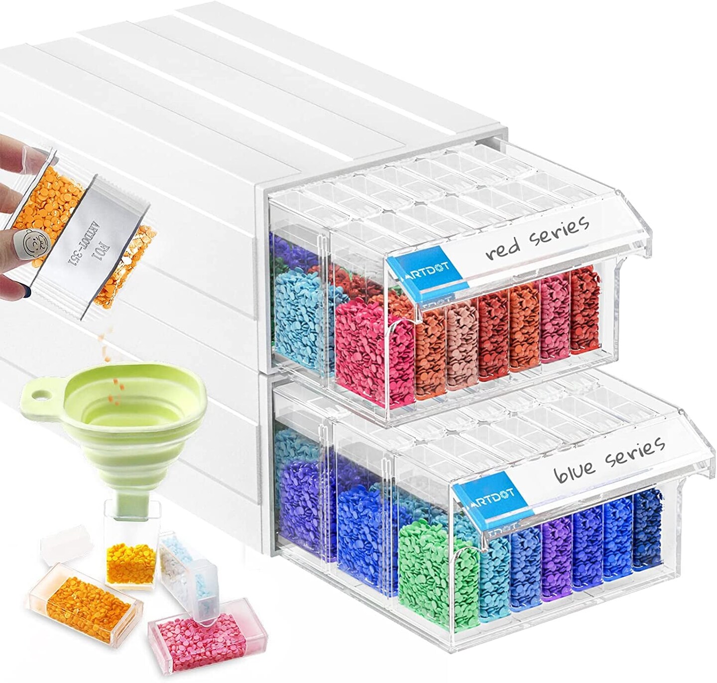 Diamond Painting Storage, 4 Pack Stackable Bead Organizer 140 Slots  Individual Containers with Diamond Art Accessories and Tools for Beads Nail  Pill Rhinestones Seed