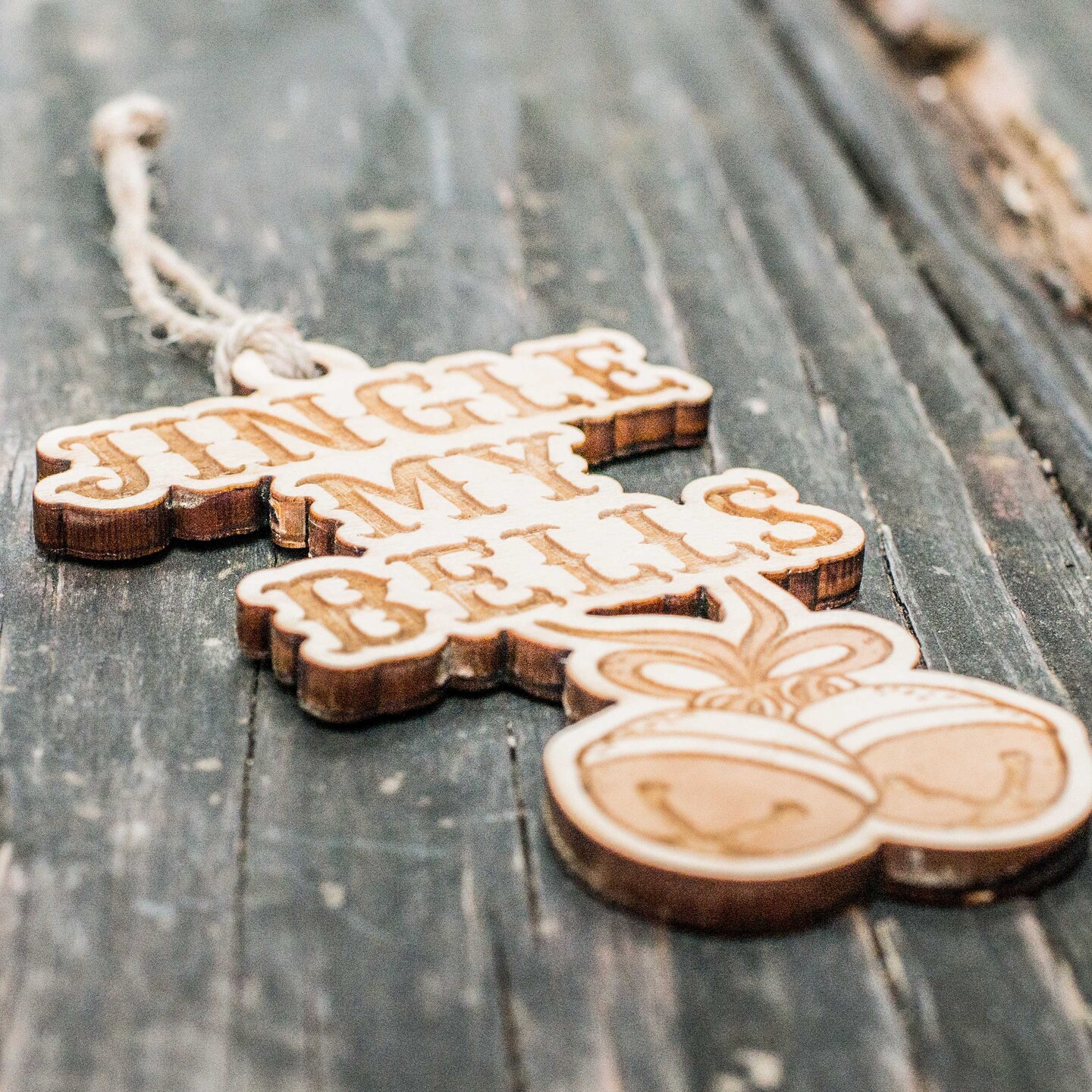 Ornament - Jingle My Bells - Raw Wood 4x3in