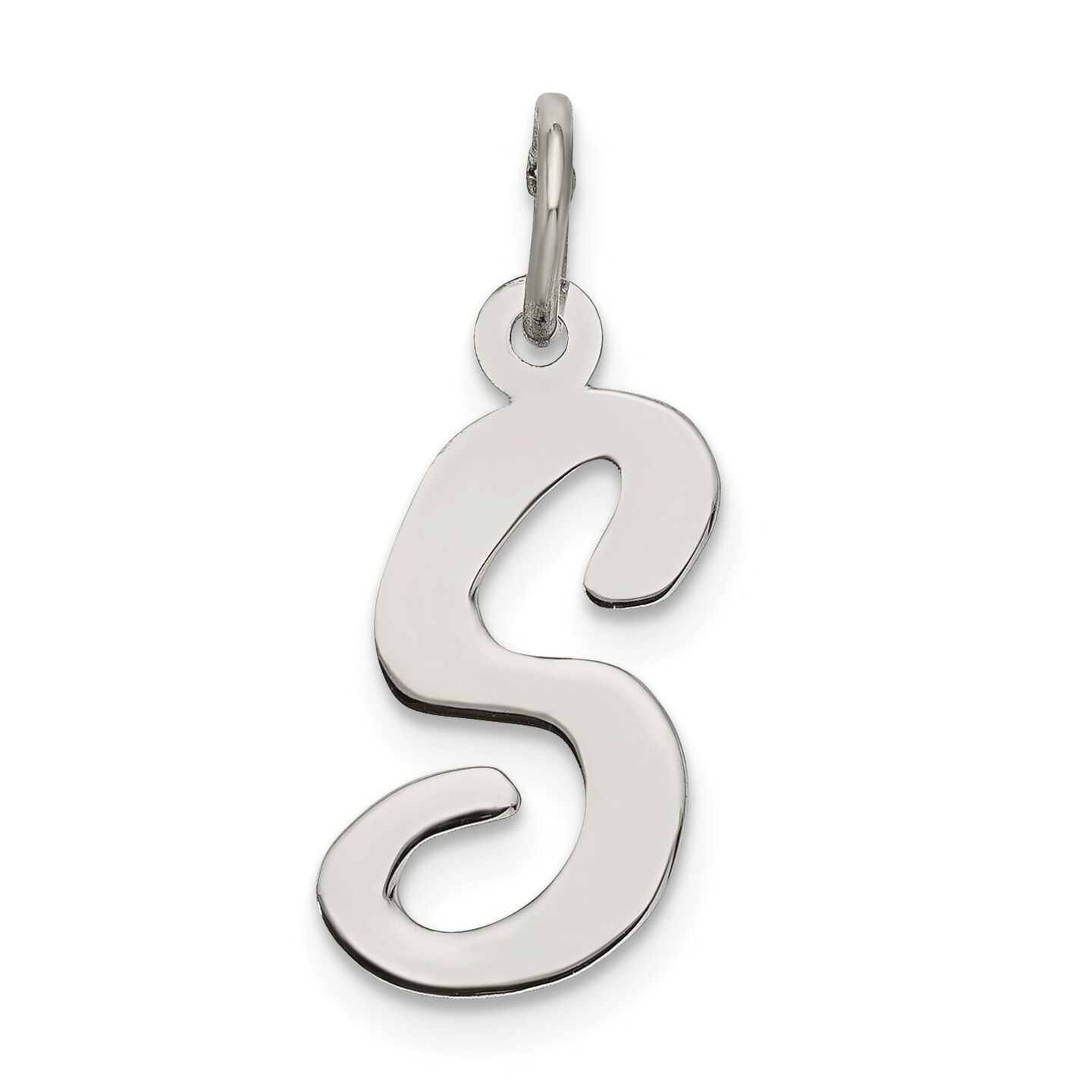 Sterling Silver Medium Script Initial Letter S Charm Jewerly 18mm x 8mm