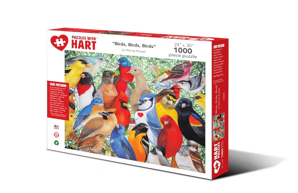 Hart 24&#x22;x30&#x22; 1000 pc Premium Jigsaw Puzzle - Birds, Birds, Birds by Wendy Russell