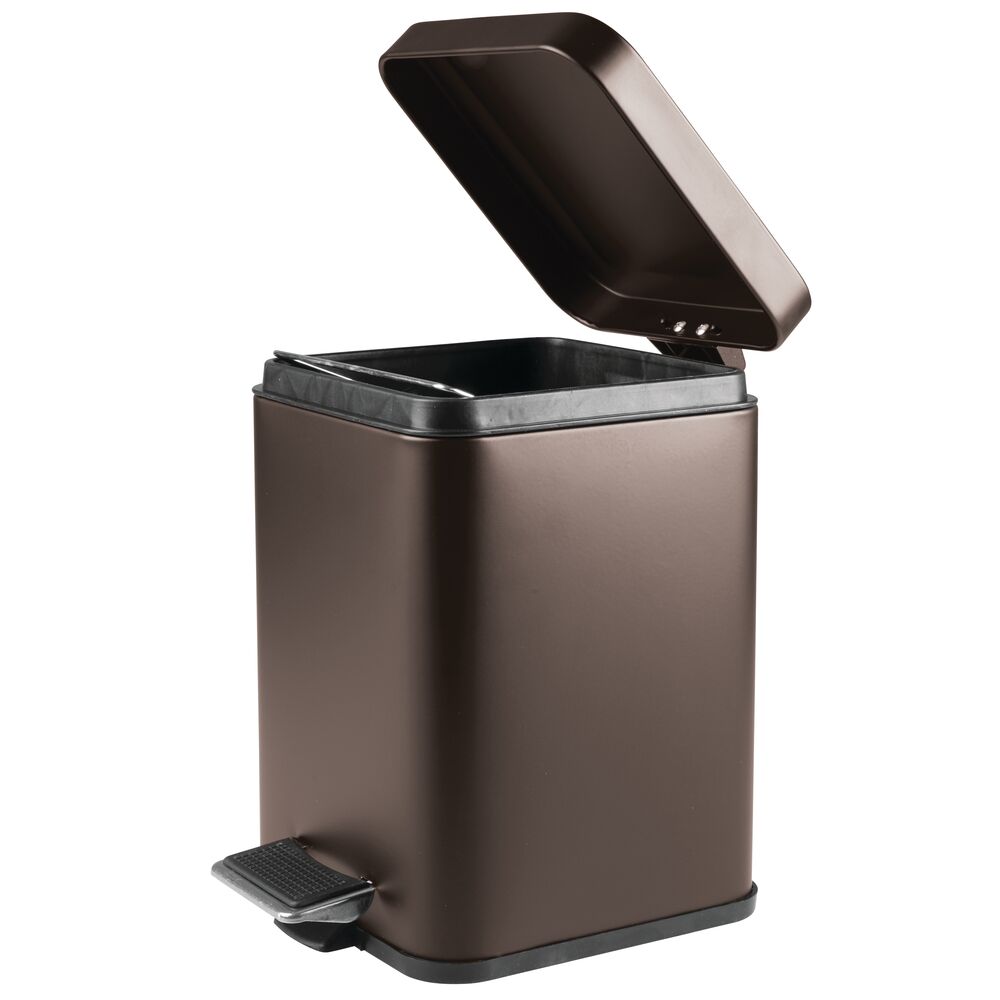 mDesign Square Metal 1.5 Gallon Step Trash Can with Lid/Liner Bucket