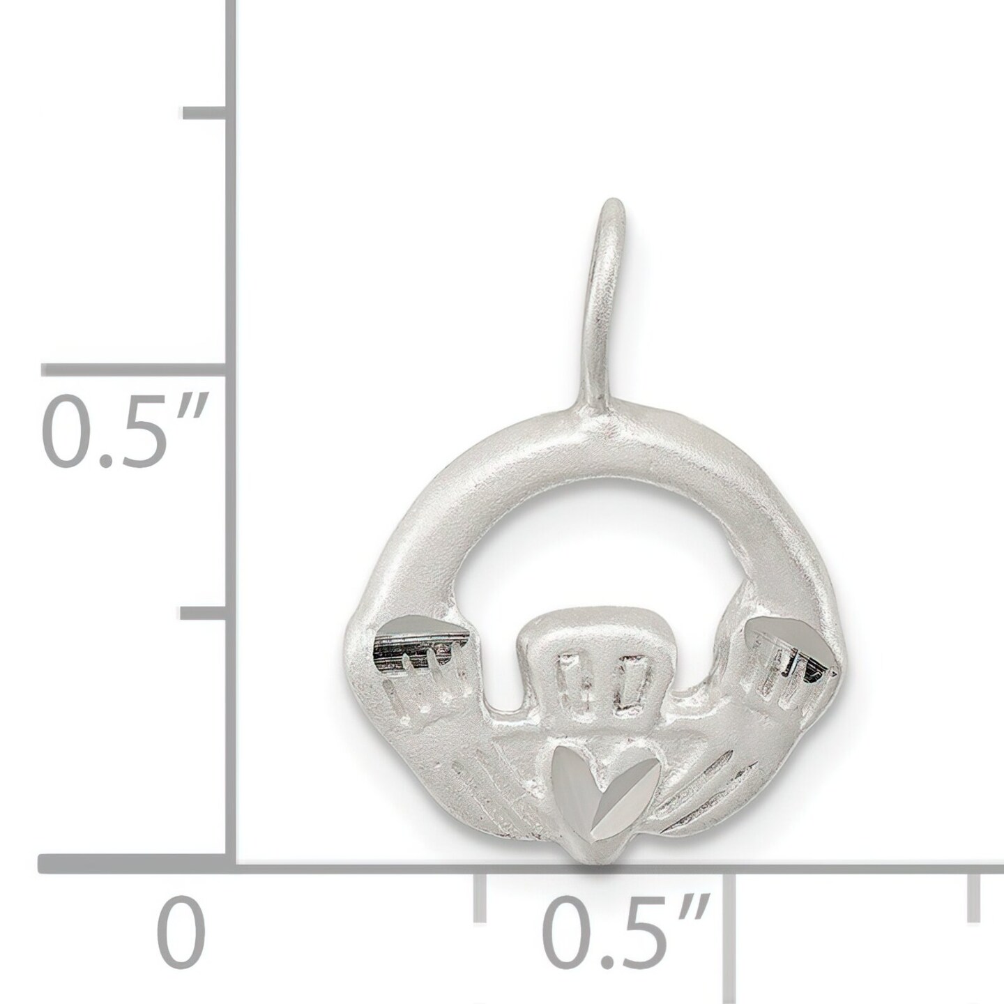 Sterling Silver Claddagh Charm Pendant Irish Jewelry 19mm x 14mm