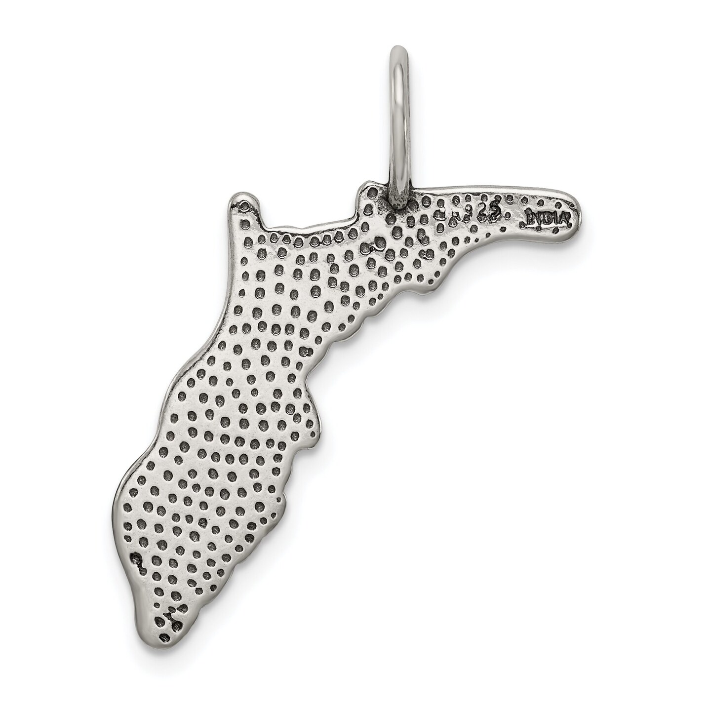 Sterling Silver Antiqued Florida State Charm Pendant Jewerly 24mm x 23mm