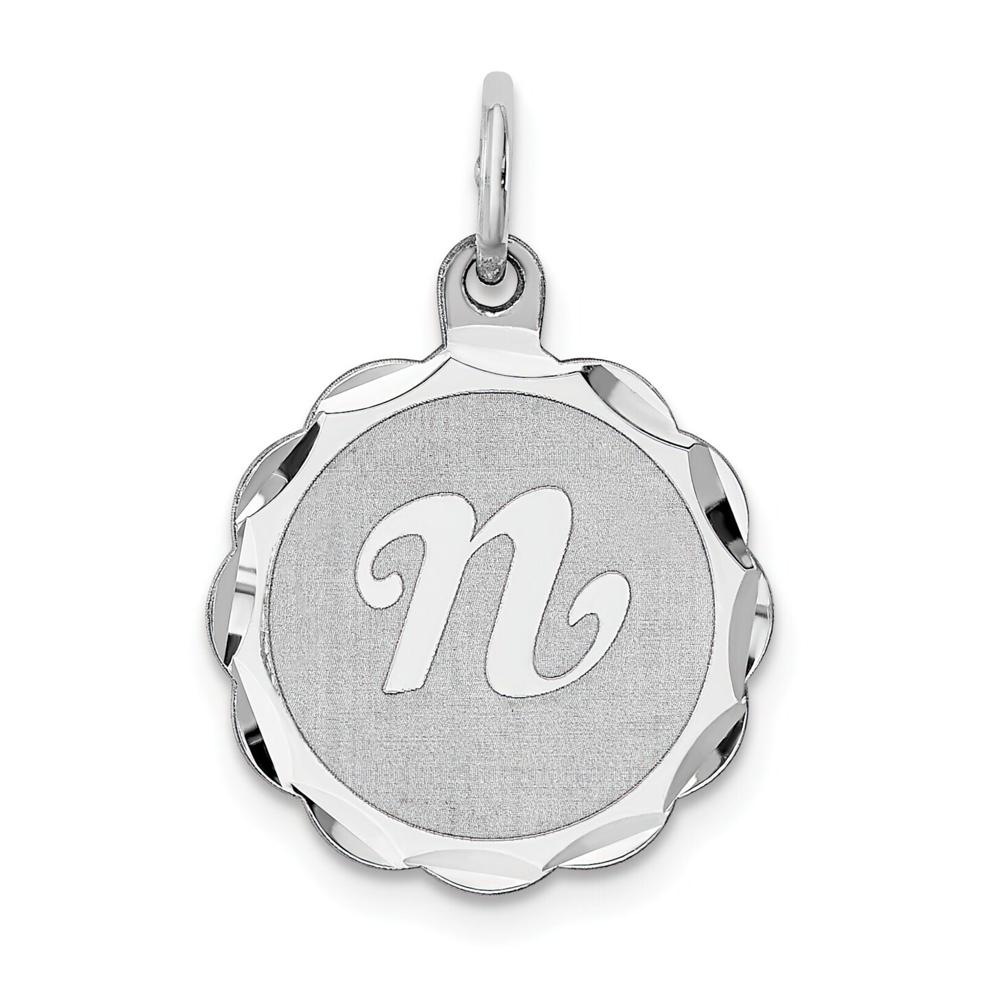 Sterling Silver Brocaded Lower Case Initial N Charm Jewerly 22mm x 16mm