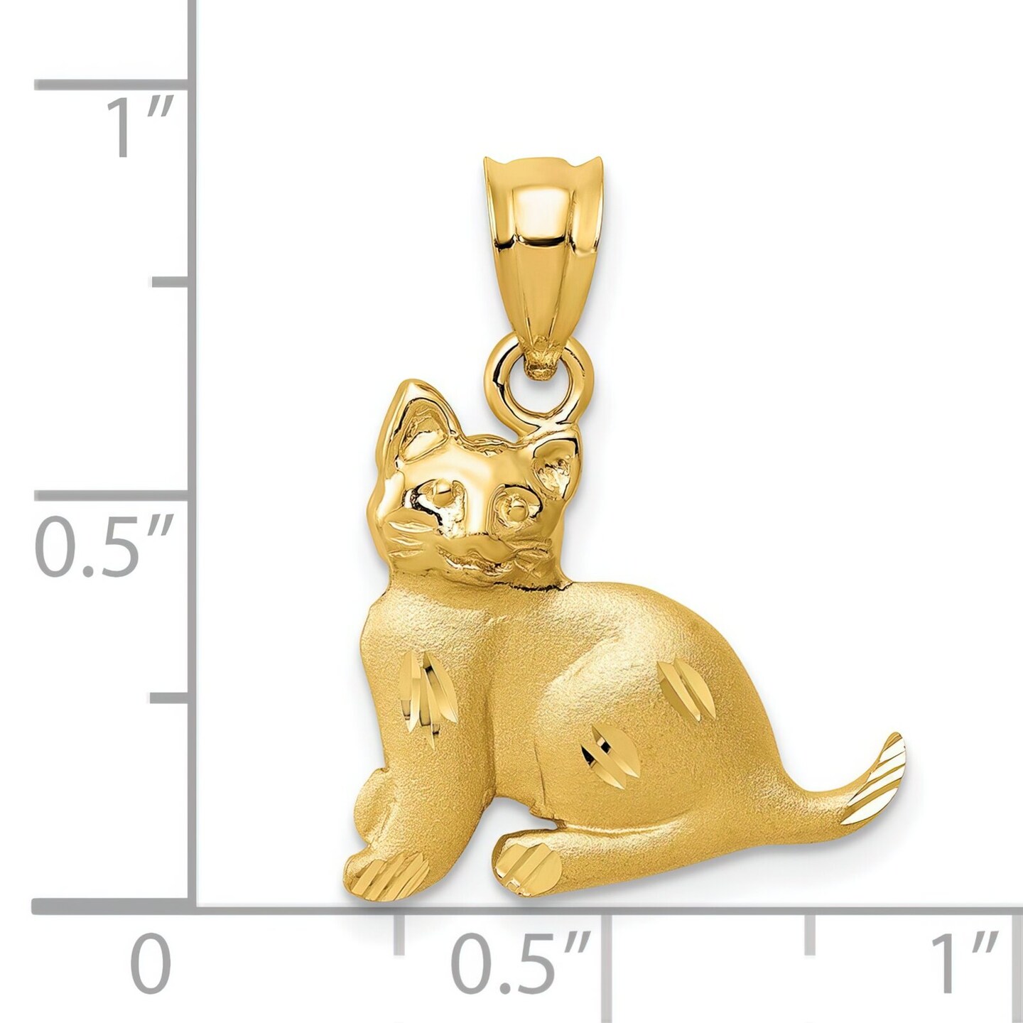 14K Yellow Gold Kitty Charm Cat Pendant FindingKing Jewerly 22mm x 18mm