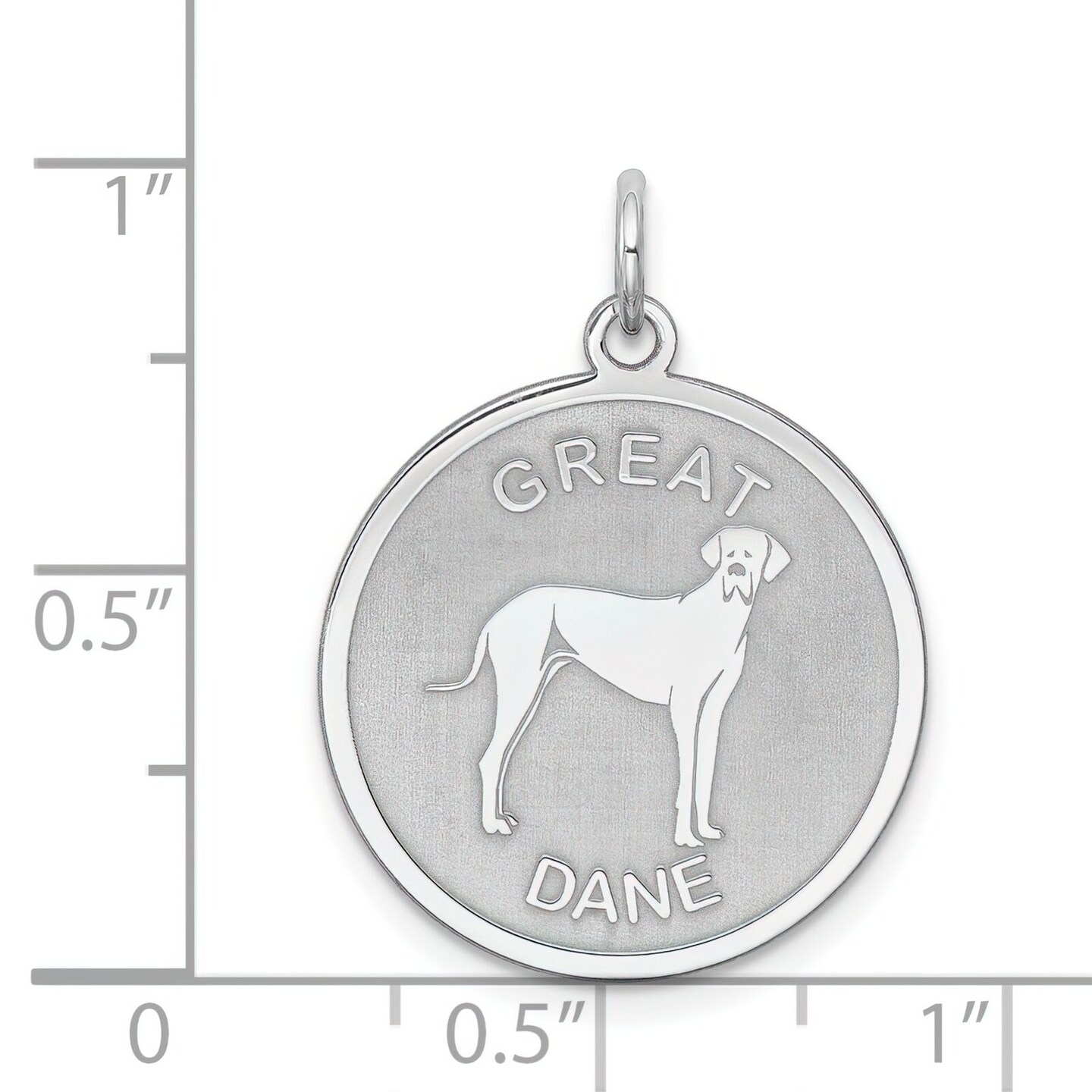 Sterling Silver Great Dane Disc Charm Pendant Jewelry 26mm x 19mm