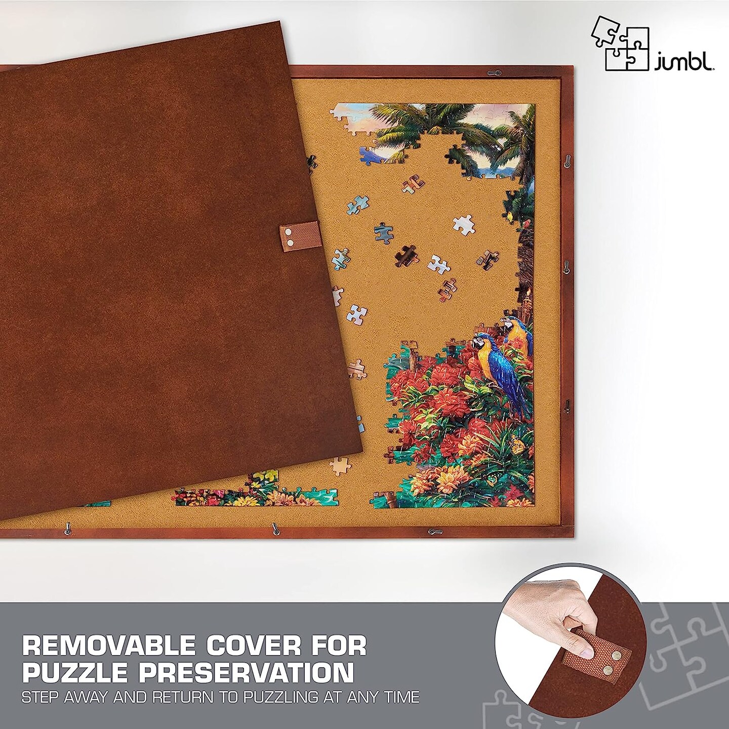 Jumbl 1000 Piece Puzzle Board 23&#x201D; x 31&#x201D; Wooden Jigsaw Puzzle w/Felt Surface &#x26; Drawers