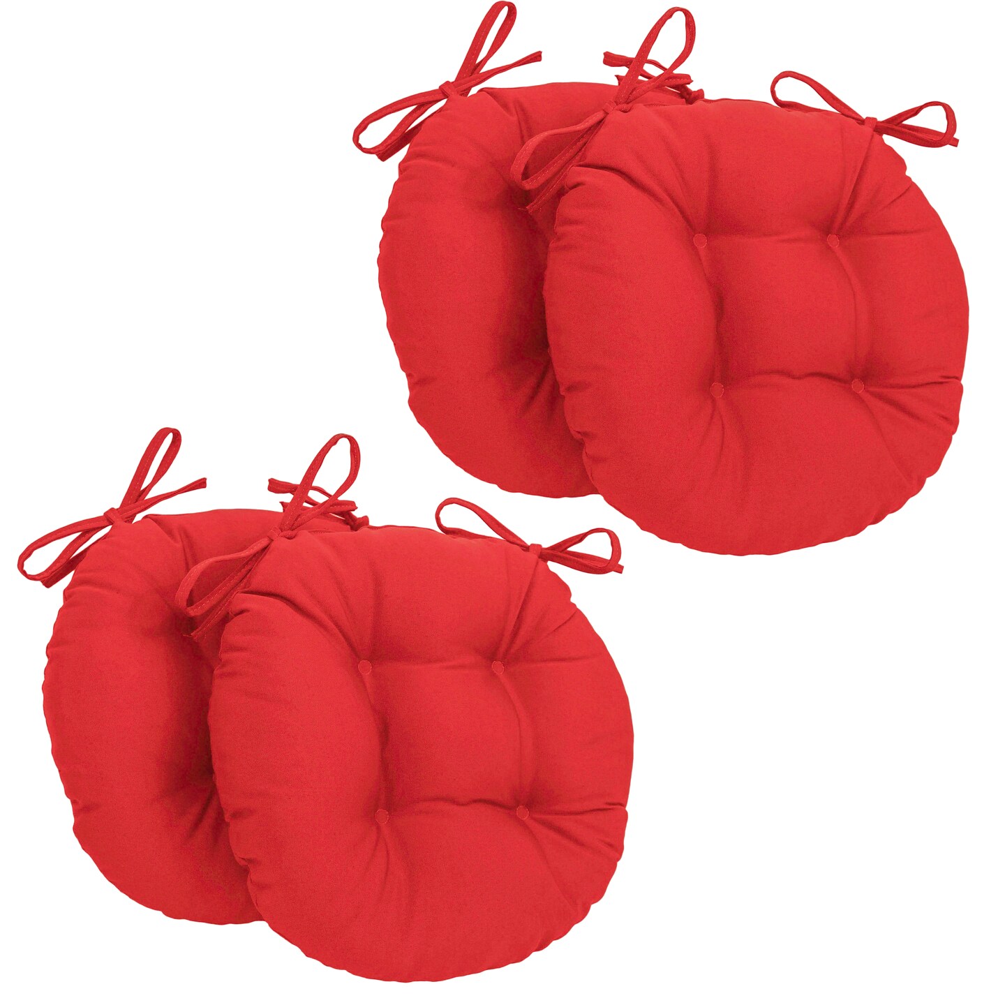 16-inch Solid Twill Round Tufted Chair Cushions (Set of 4) - Red