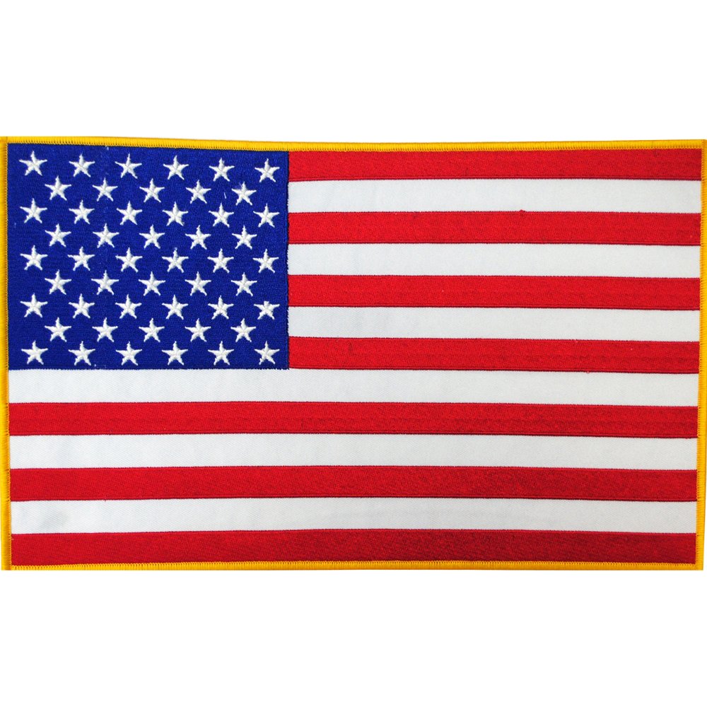 American Flag with Yellow Border Patch 12&#x22; x 8&#x22;