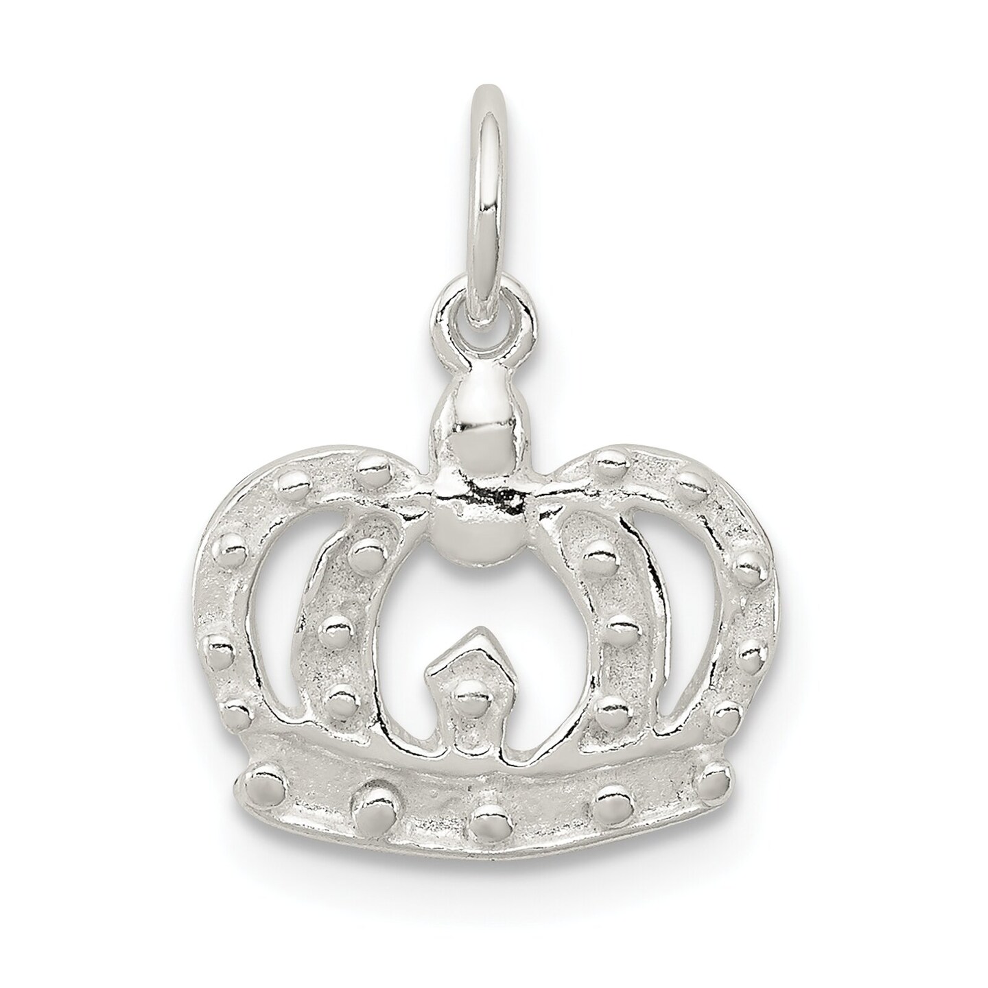 Sterling Silver Crown Charm Jewelry Royalty Pendant 12mm x 12mm