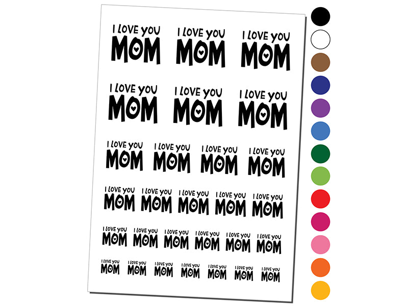 I Love You Mom Mother&#x27;s Day Birthday Temporary Tattoo Water Resistant Fake Body Art Set Collection